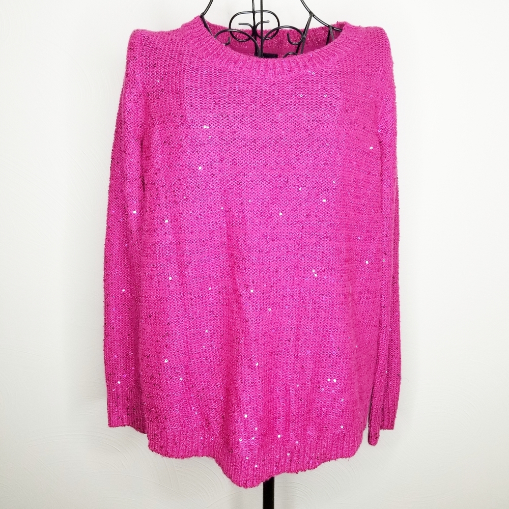 Rafaella sequin knit sweater magenta PXS